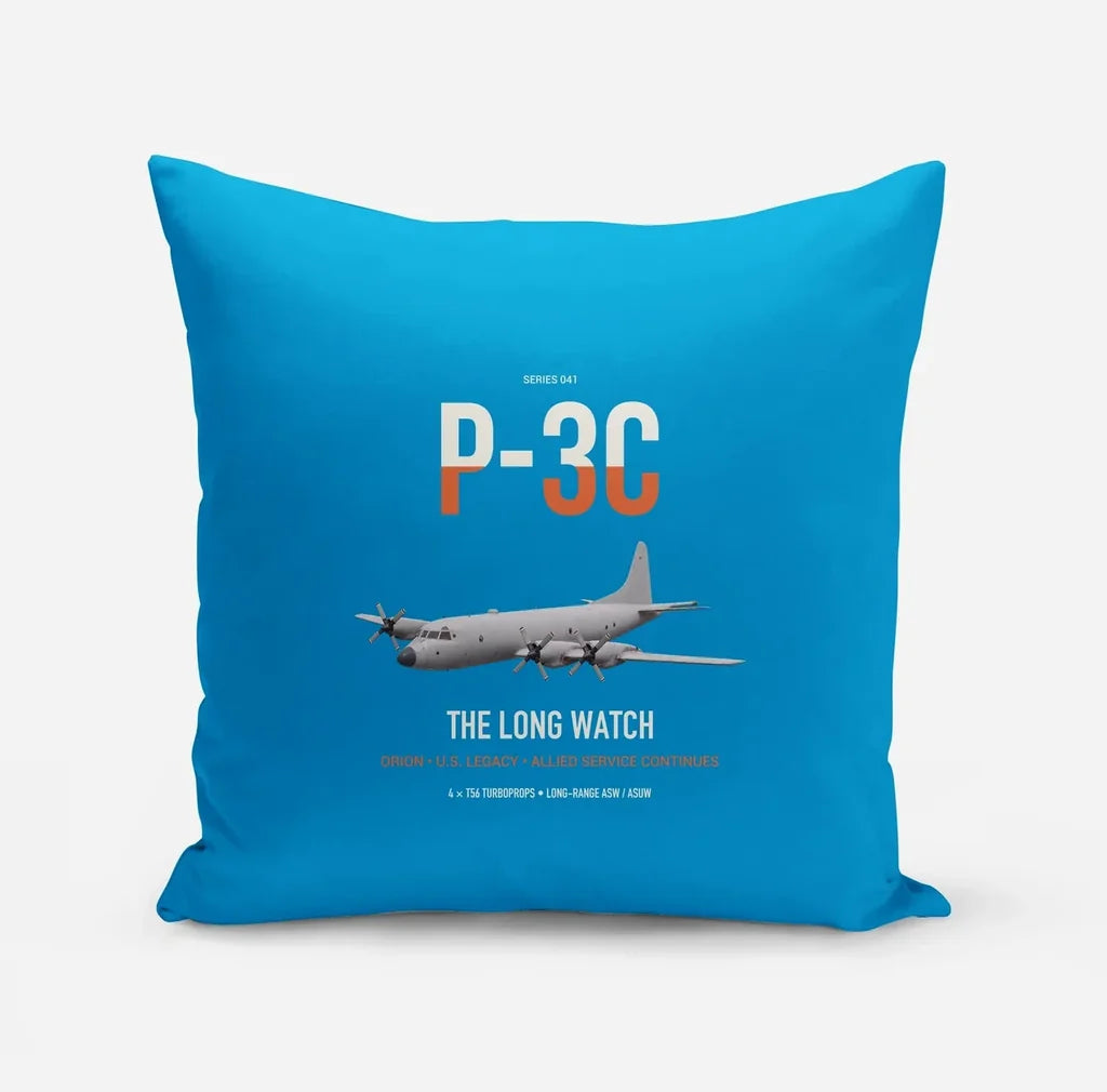P-3C Orion design on turquoise pillow