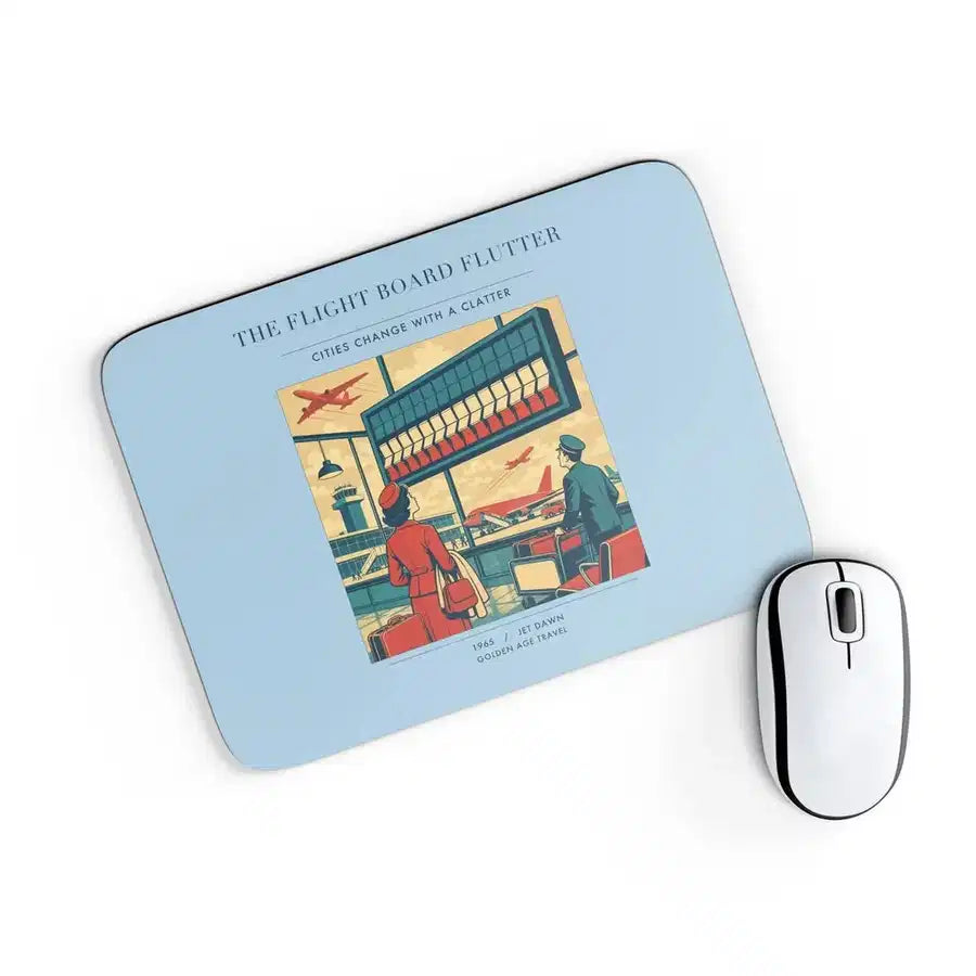 VINTAGE G4302 - The Flight Board Flutter - Designed Mouse Pads design on lightblue rectangle