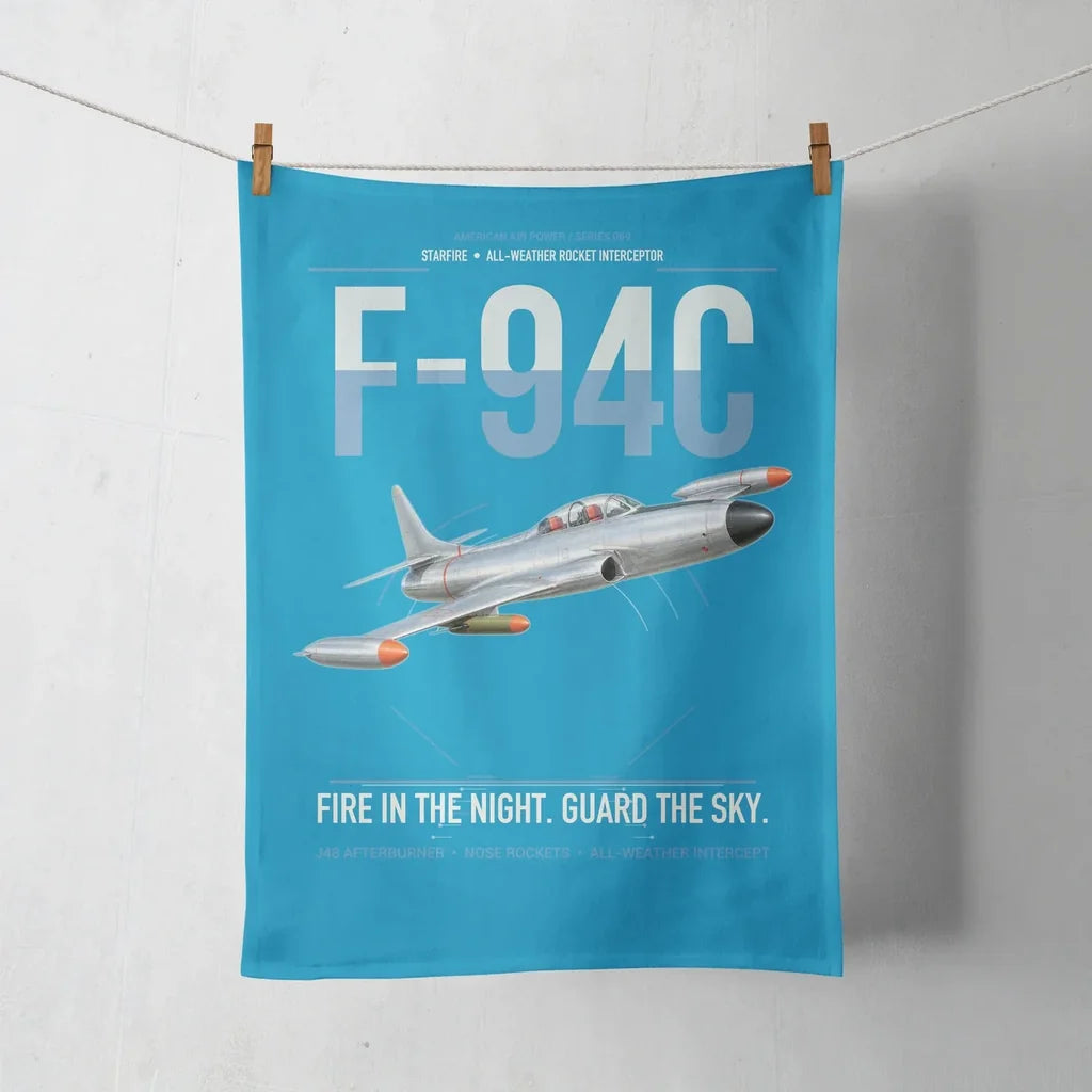 F-94C Starfire design on turquoise towel