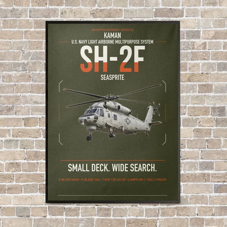 Kaman SH-2F Seasprite vertical canvas print - framed - green army background
