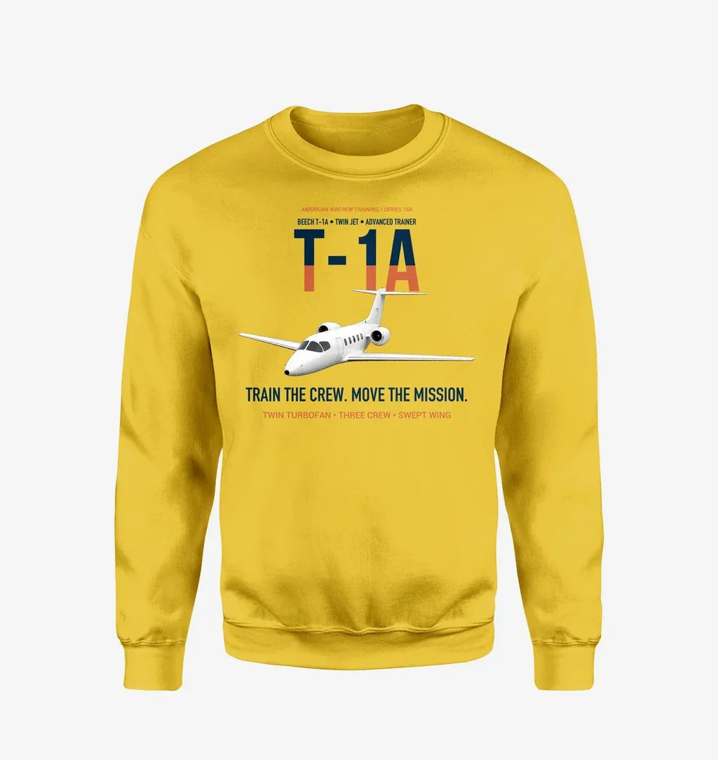 T-1A Jayhawk Advanced Jet Trainer design on yellow sweatshirt
