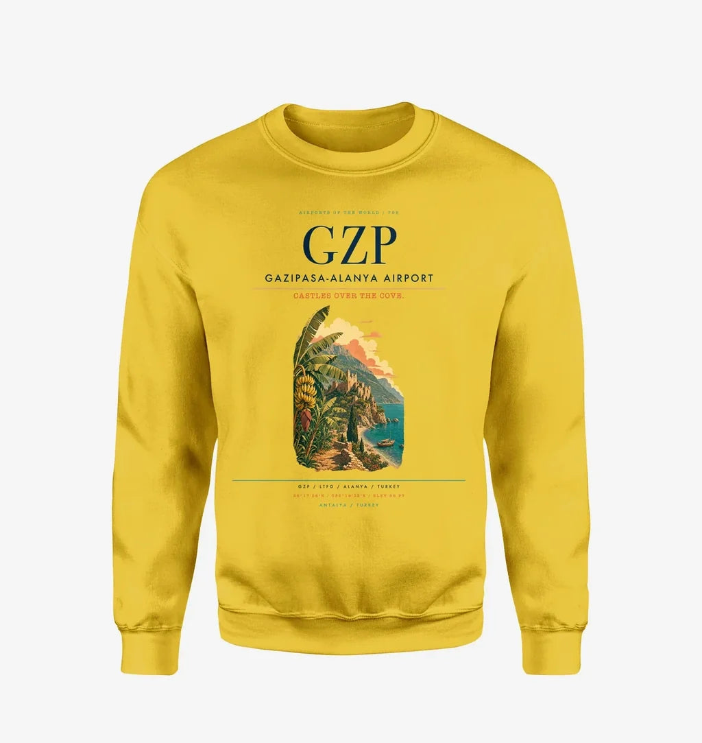 Gazipasa-Alanya Airport (GZP) design on yellow sweatshirt