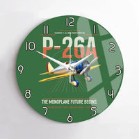 Thumbnail for Boeing P-26A Peashooter design on green no frame wall clock