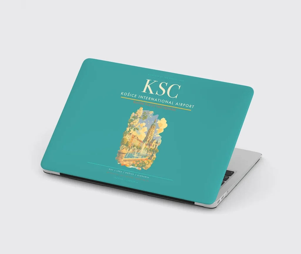 Košice International Airport (KSC) design on turquoise MacBook case