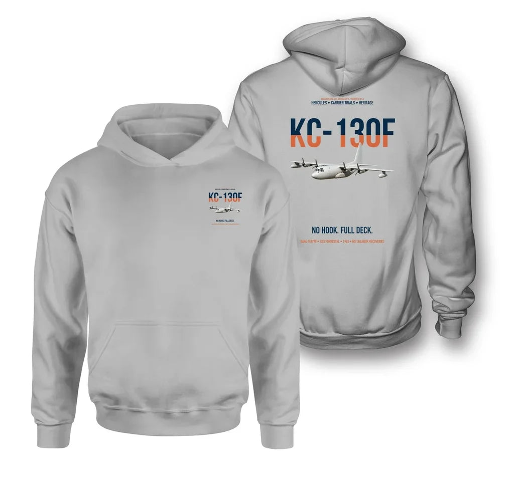 KC-130F BuNo 149798 design on light gray double-side hoodie, double-side print
