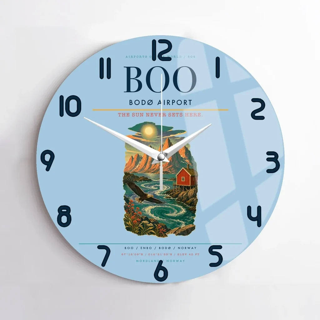 Bod Airport BOO Wall-Clock No-Frame - Light Blue