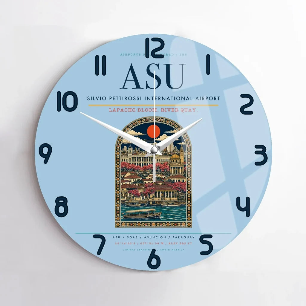 Silvio Pettirossi International Airport ASU Wall-Clock No-Frame - Light Blue