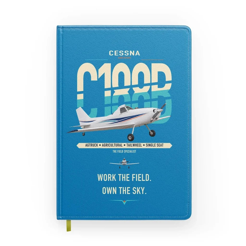 Cessna A188B AgTruck design on turquoise notebook