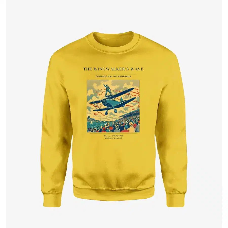 VINTAGE G4157 - The Wingwalker's Wave - Designed Sweatshirts design on yellow