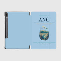 Thumbnail for Ted Stevens Anchorage International Airport (ANC) design on light blue samsung tablet tablet case