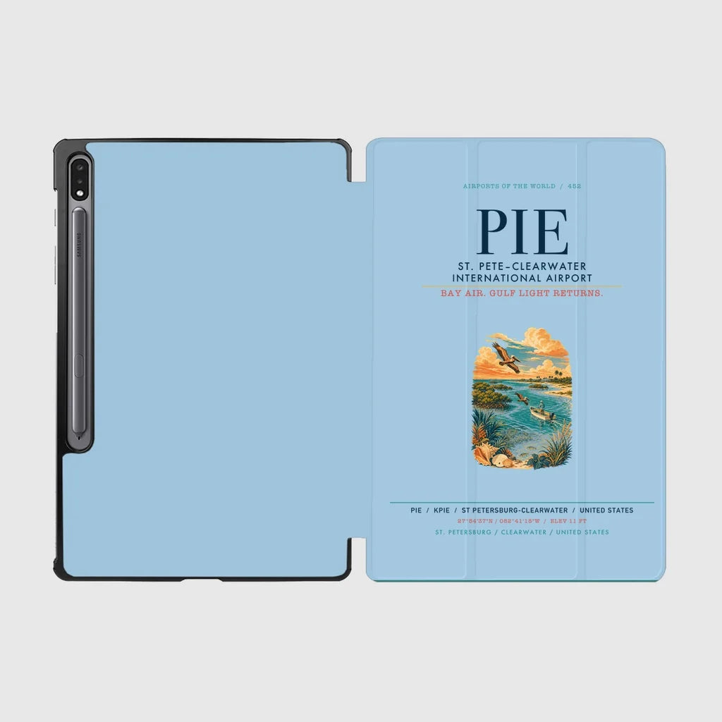 St. Pete–Clearwater International Airport (PIE) design on light blue samsung tablet tablet case