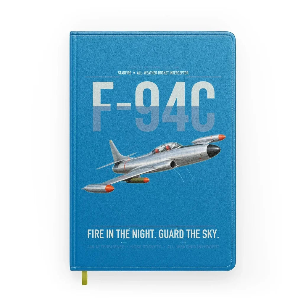 F-94C Starfire design on turquoise notebook