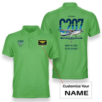 Thumbnail for Cessna T207A Stationair 8 design on light green+name double-side polo t-shirt, double-side print