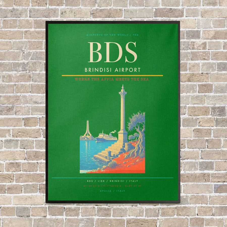Brindisi Airport BDS - Canvas Framed - Green