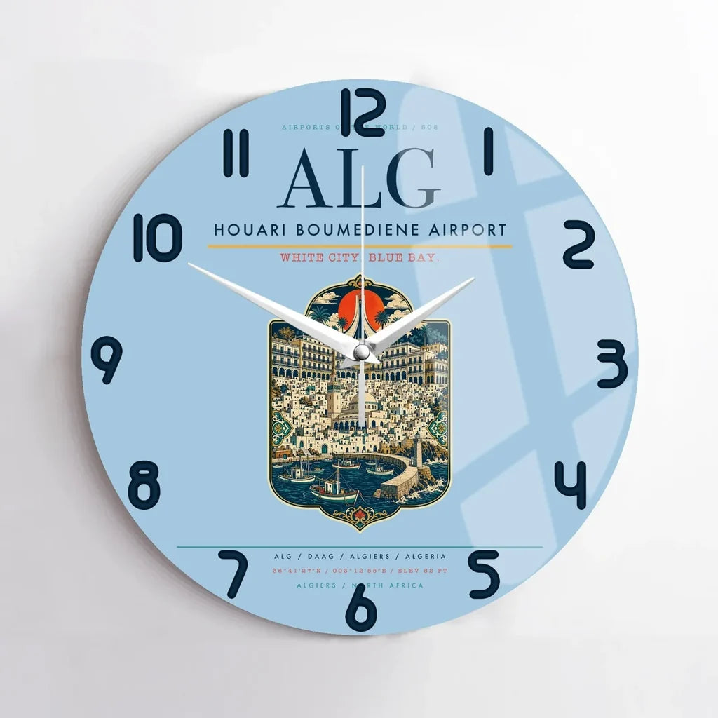 Houari Boumediene Airport ALG Wall-Clock No-Frame - Light Blue