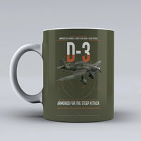 Thumbnail for Junkers Ju 87D-3 design on green army ceramic mug, double-side print