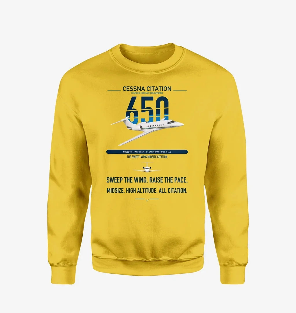 Cessna Citation 650 - Citation III design on yellow sweatshirt