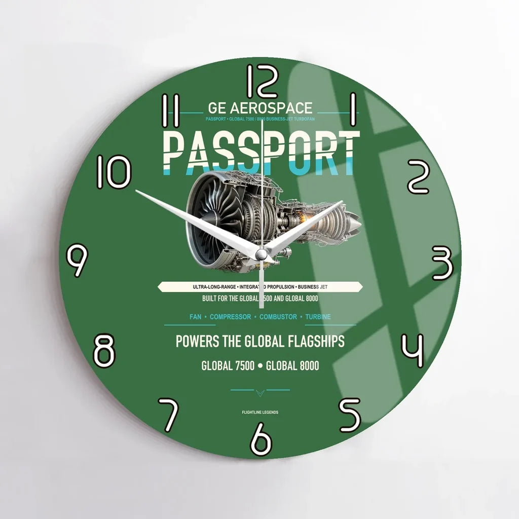 PASSPORT design on green no frame wall clock