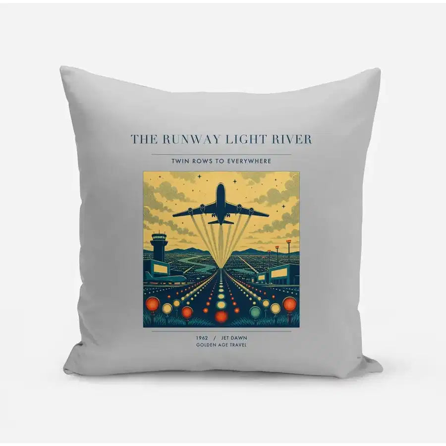 VINTAGE G4303 - The Runway Light River - Designed Pillows design on lightgray