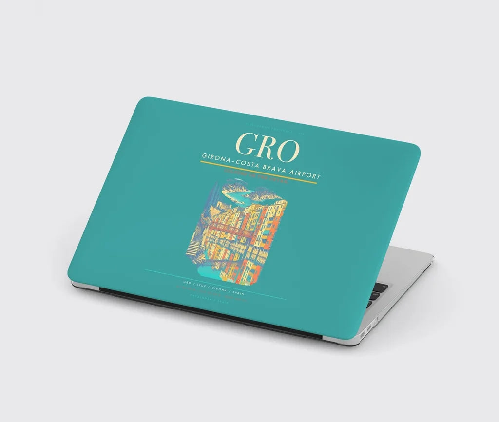 Girona–Costa Brava Airport (GRO) design on turquoise MacBook case