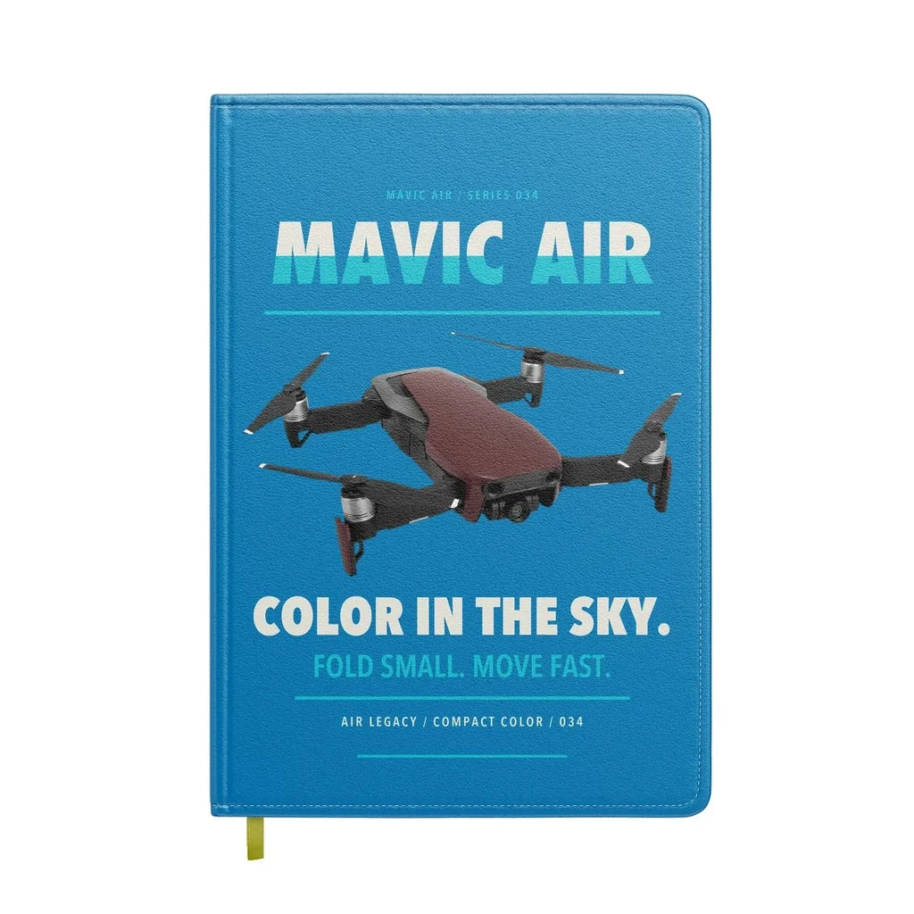 DJI Mavic Air design on turquoise notebook