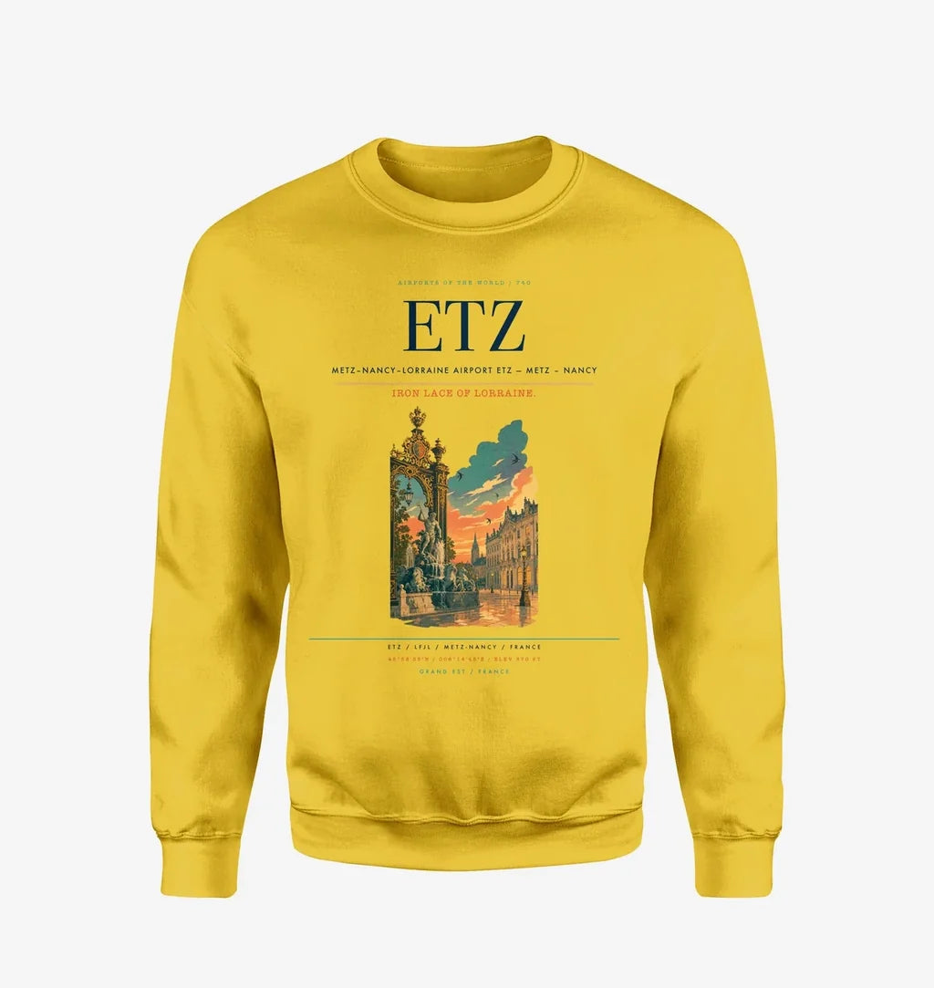 Metz–Nancy–Lorraine Airport (ETZ) design on yellow sweatshirt