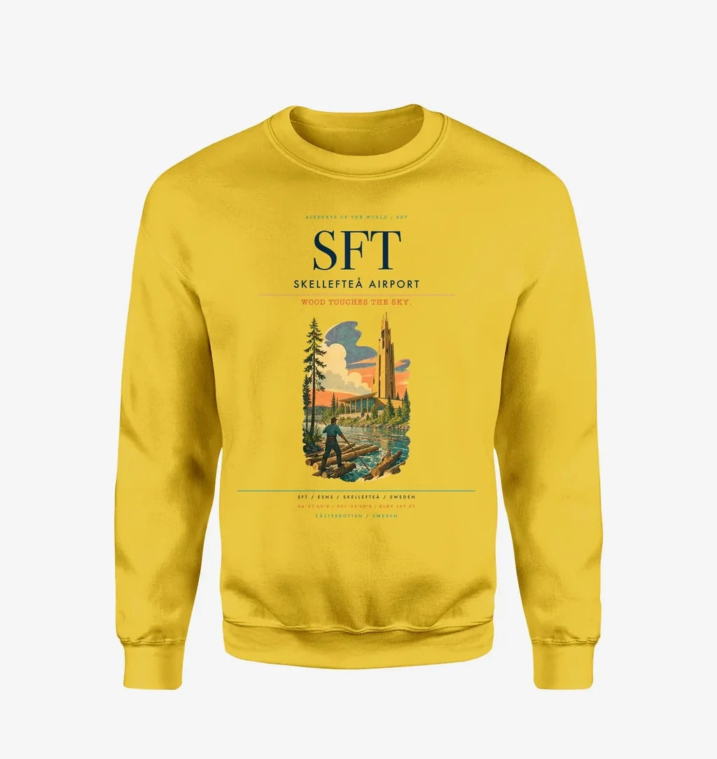 Skellefteå Airport (SFT) design on yellow sweatshirt