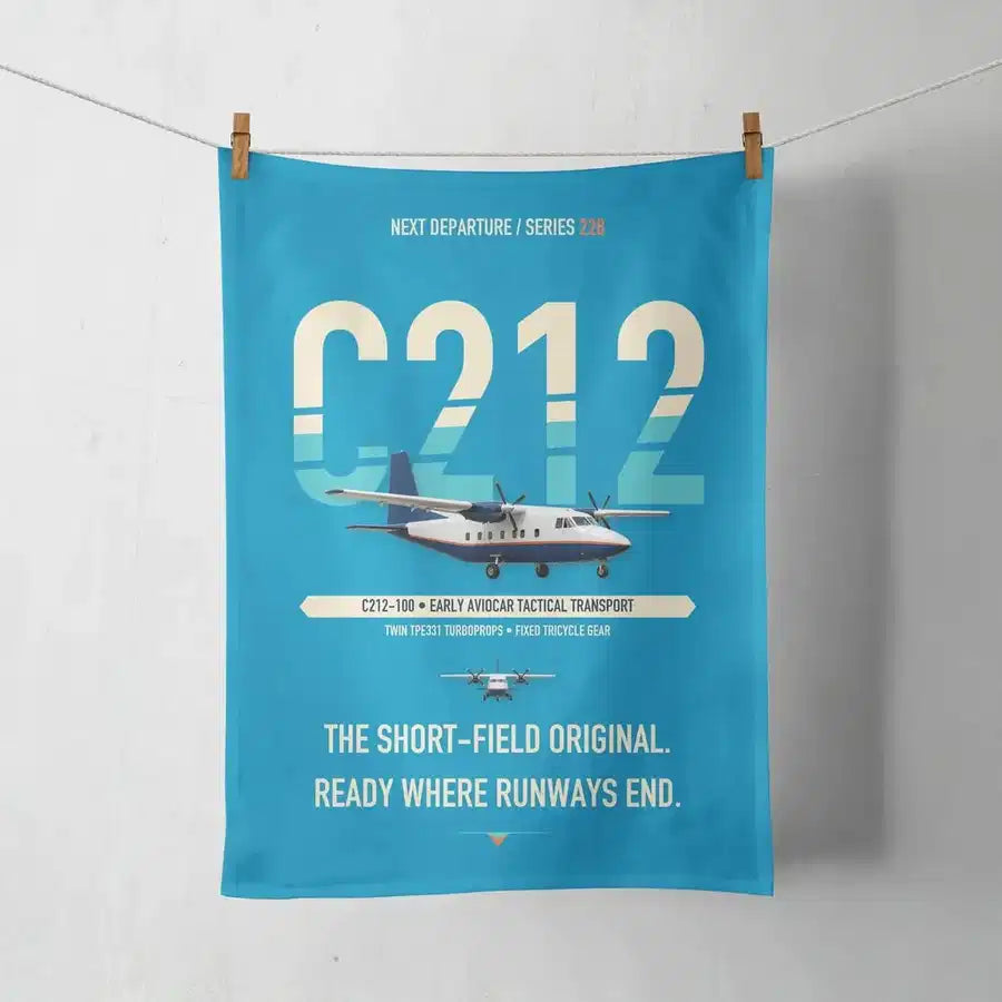 CASA C-212-100 Aviocar design on turquoise towel