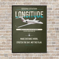 Thumbnail for Cessna Citation Longitude vertical canvas print - framed - green army background