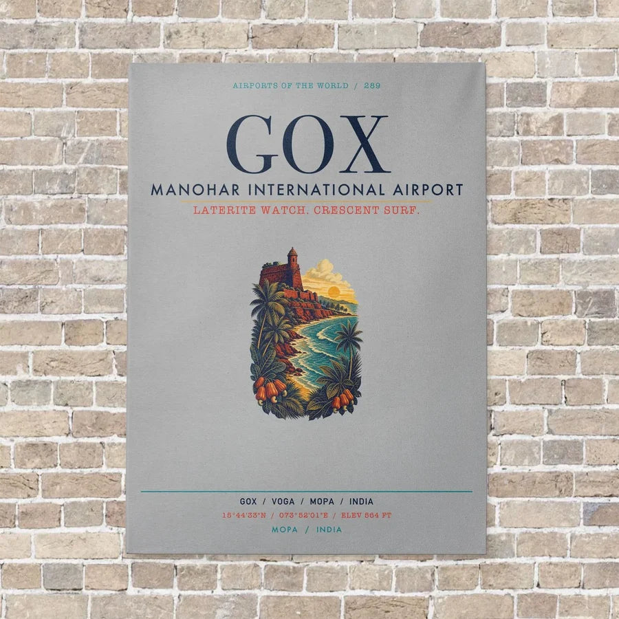 Manohar International Airport Mopa GOX vertical canvas print - no frame - light gray background