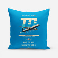 Thumbnail for Boeing 777-9 design on turquoise pillow