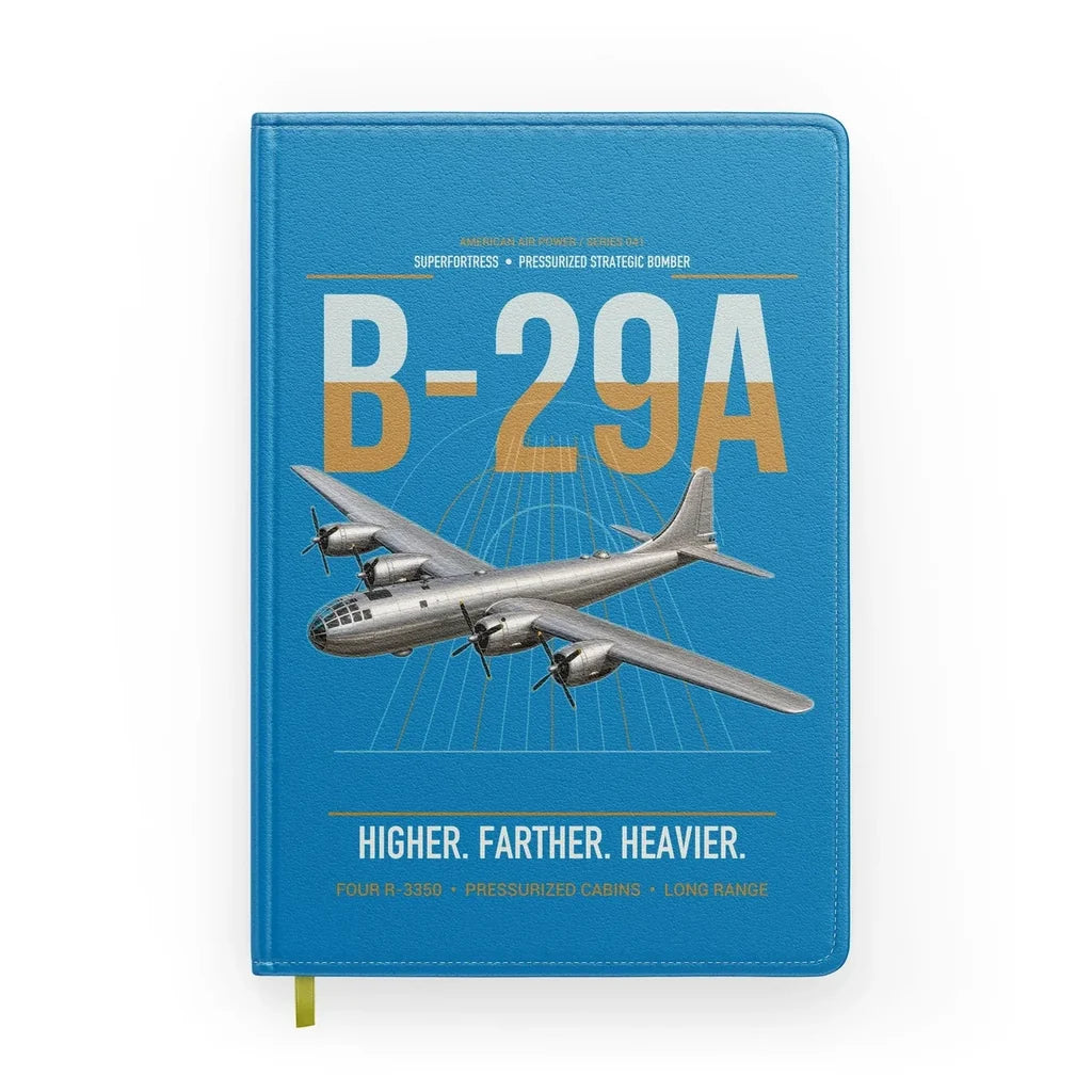 B-29A Superfortress design on turquoise notebook