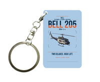 Thumbnail for Bell 205A-1++ design on light blue designed key chain, double-side print
