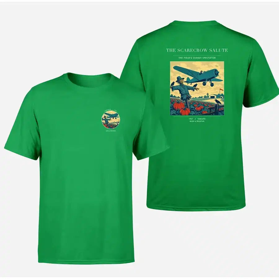 VINTAGE G4396 - The Scarecrow Salute - Double-Side T-Shirt design on green double side t shirt