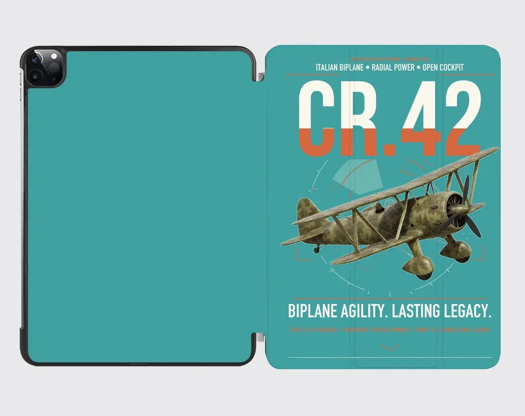 Fiat CR.42 Falco design on turquoise ipad tablet case