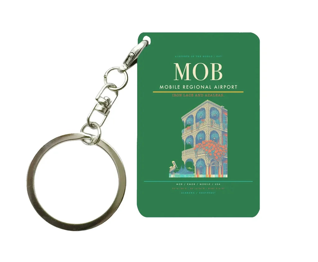 Mobile Regional Airport (MOB) design on green key chain
