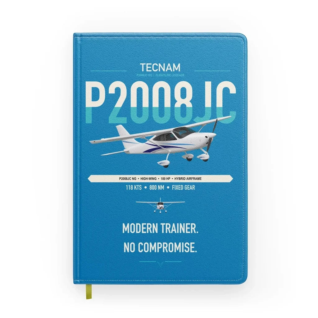 Tecnam P2008JC NG design on turquoise notebook