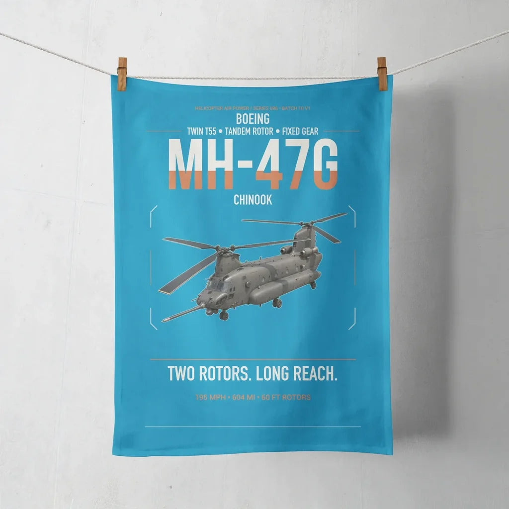 Boeing MH-47G Chinook design on turquoise towel
