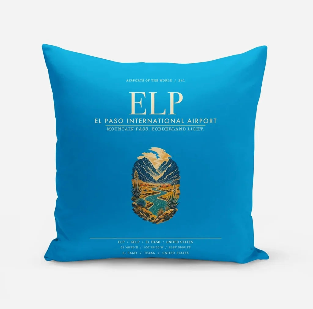 El Paso International Airport (ELP) design on turquoise pillow