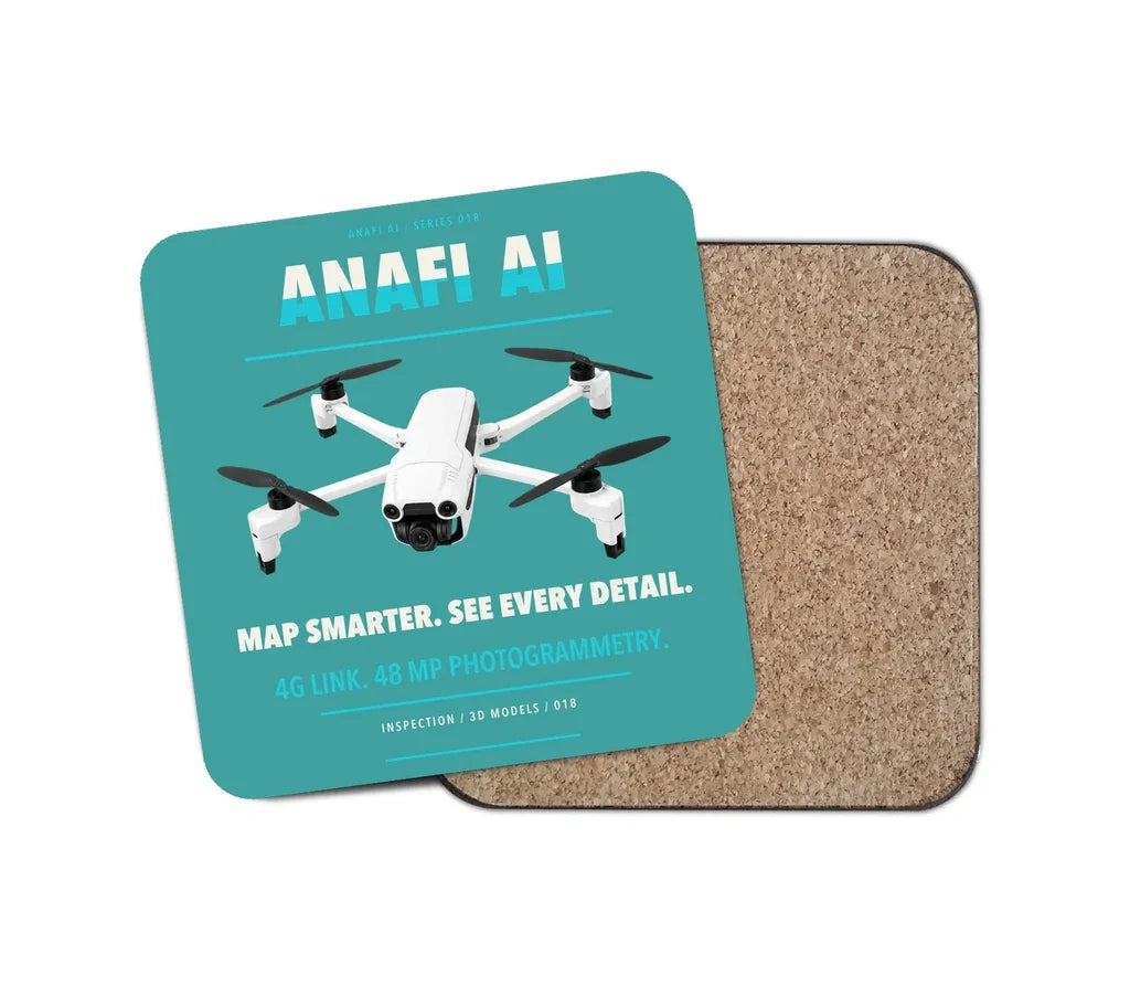 Parrot ANAFI Ai design on turquoise 1 piece coaster