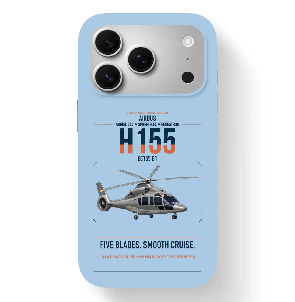 Airbus H155 EC155 B1 design on light blue magsafe iphone case, for iPhone 17 Pro