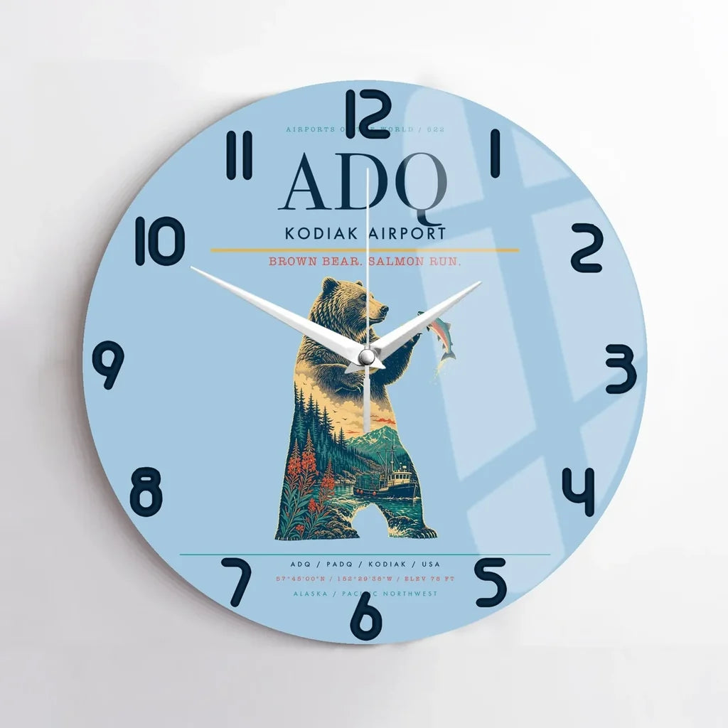 Kodiak Airport ADQ Wall-Clock No-Frame - Light Blue