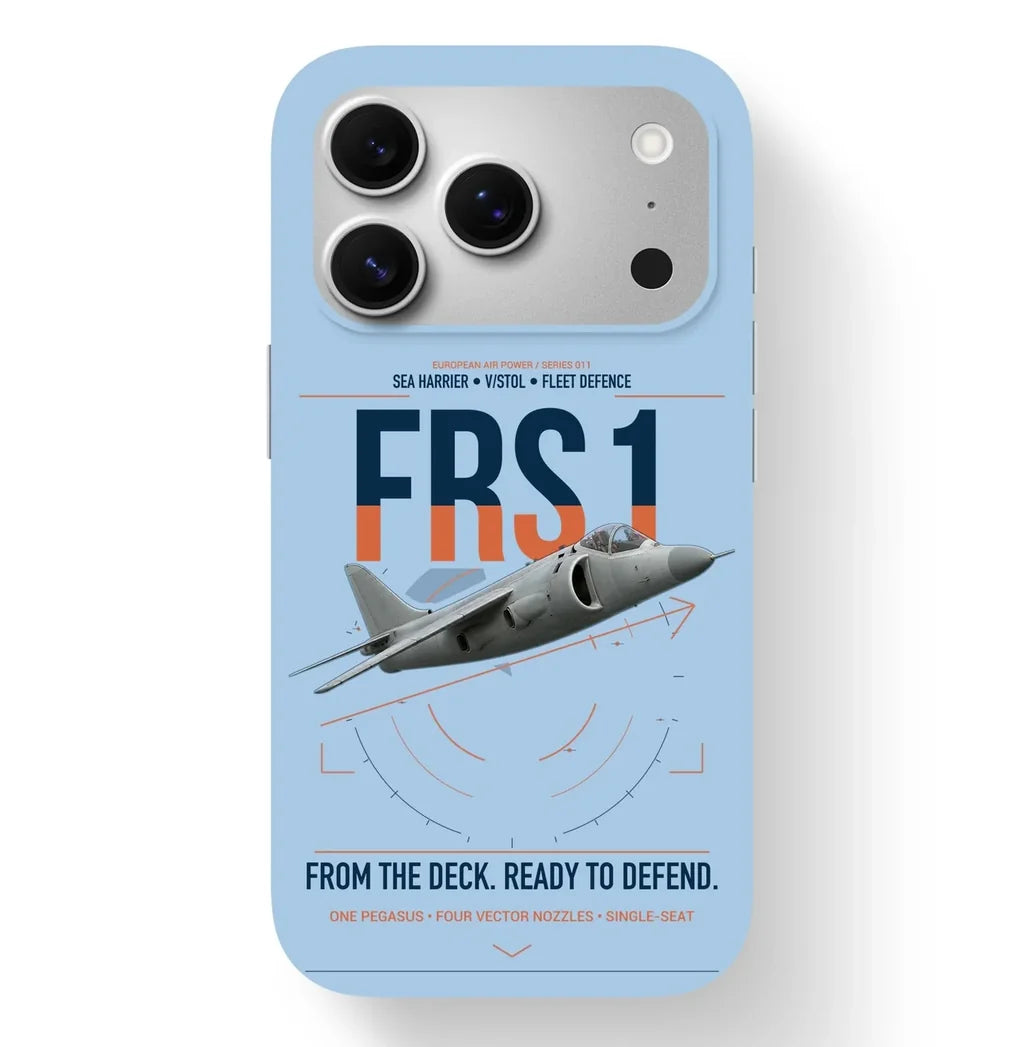 British Aerospace Sea Harrier FRS.1 design on light blue magsafe iphone case, for iPhone 17 Pro