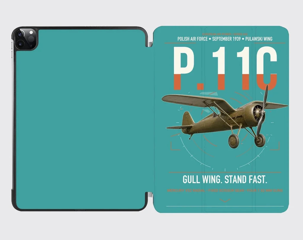 PZL P.11c design on turquoise ipad tablet case