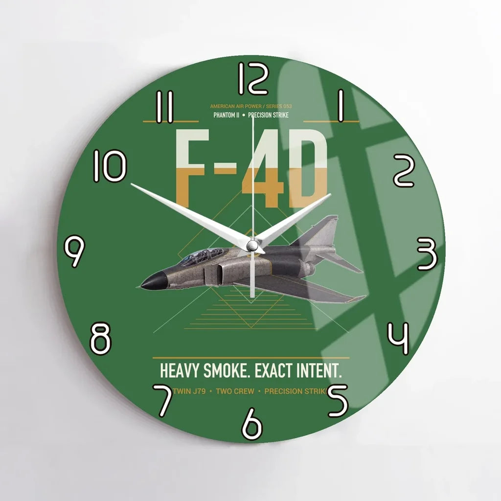F-4D Phantom II design on green no frame wall clock