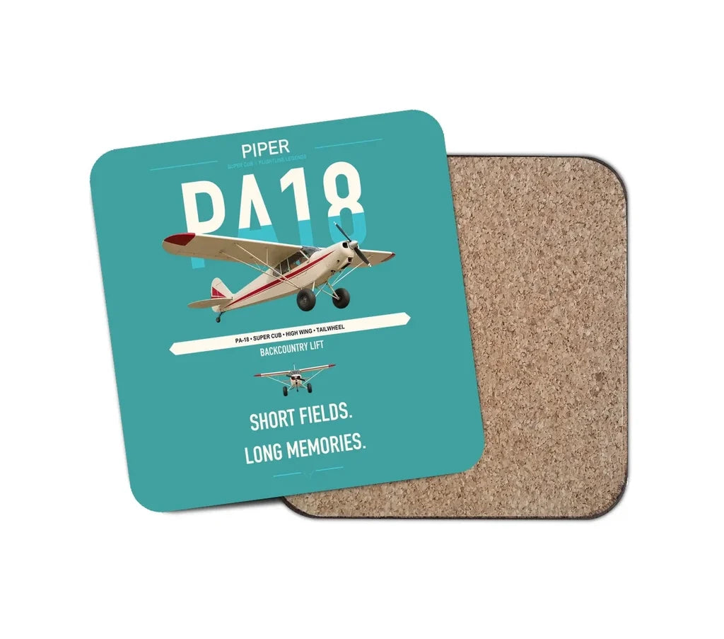 Piper PA-18 Super Cub design on turquoise 1 piece coaster