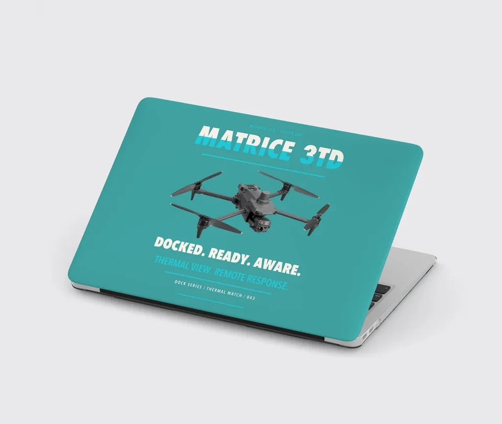 DJI Matrice 3TD design on turquoise MacBook case