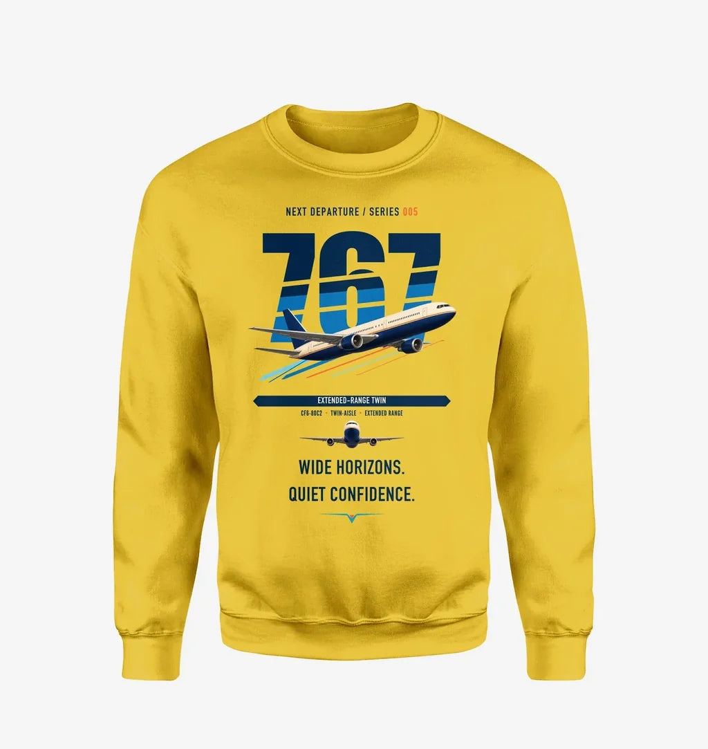 Boeing 767-300ER design on yellow sweatshirt