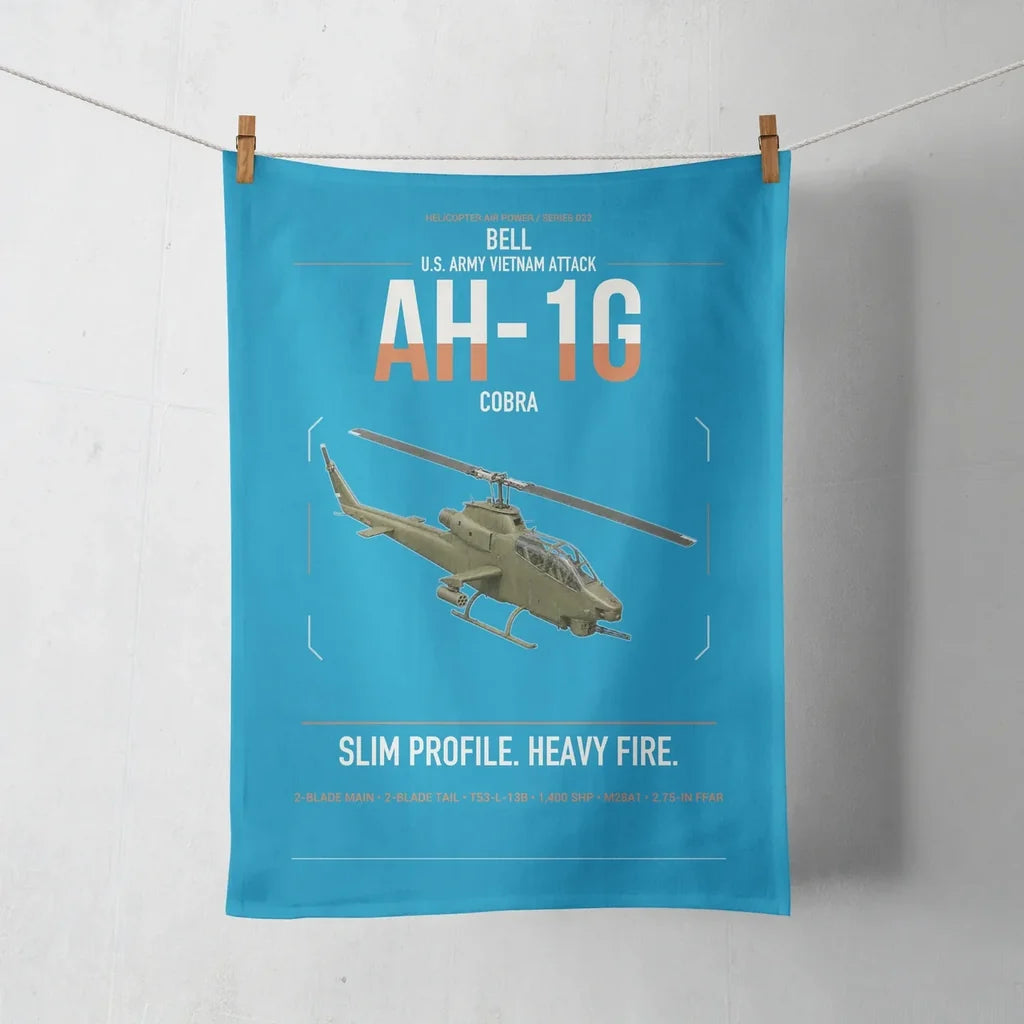 Bell AH-1G Cobra design on turquoise towel