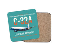 Thumbnail for C-32A Air Force Two Global Reach design on turquoise 1 piece coaster